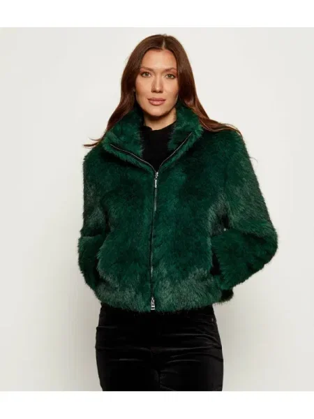 Palton de blană Marc Cain de lână verde