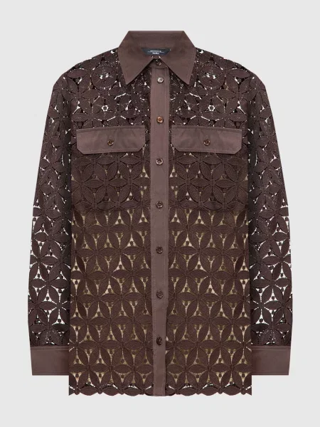 Ажурна блуза AFONA з вишивкою Max Mara Weekend коричнева