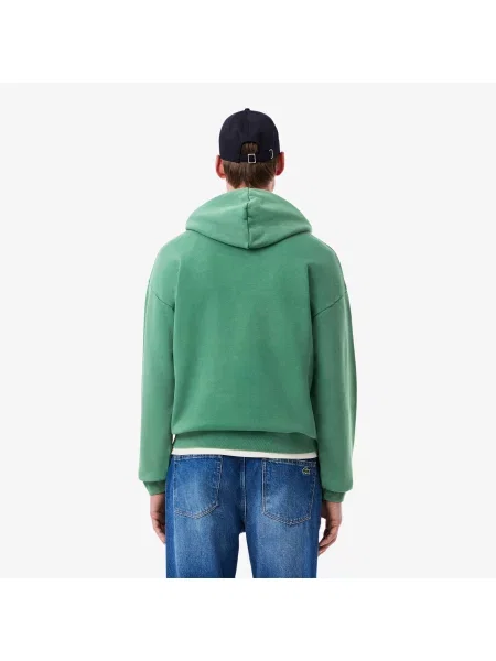 Lacoste Bluza Z Kapturem Z Efektem Sprania zielony