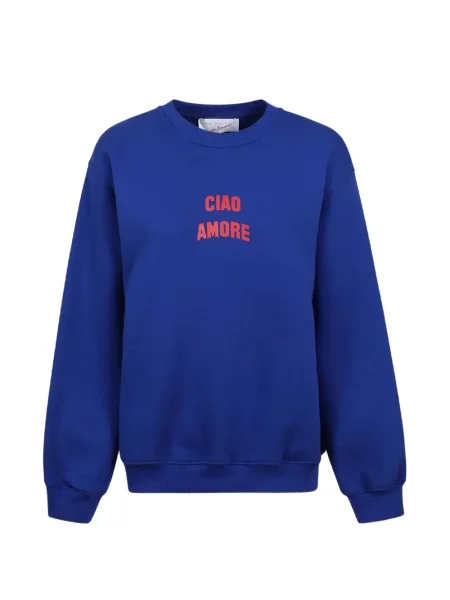 Hanorac crewneck Giada Benincasa cu decolteu rotund albastru