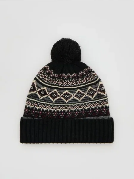 Шляпа Reserved с помпоном черная