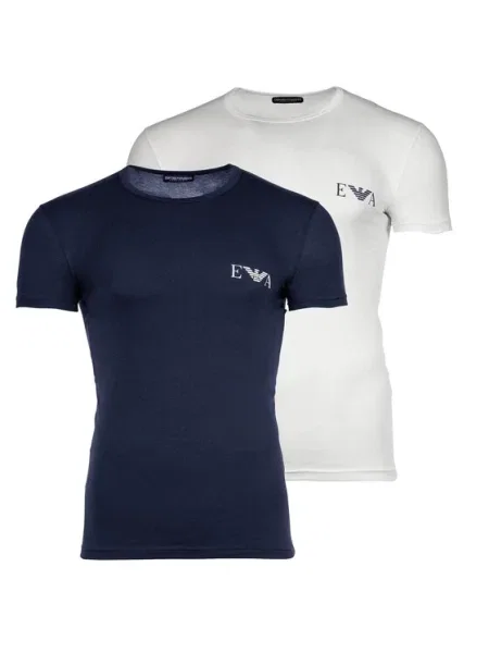Домашна тениска Emporio Armani Underwear 2 броя с принт тъмносиньо