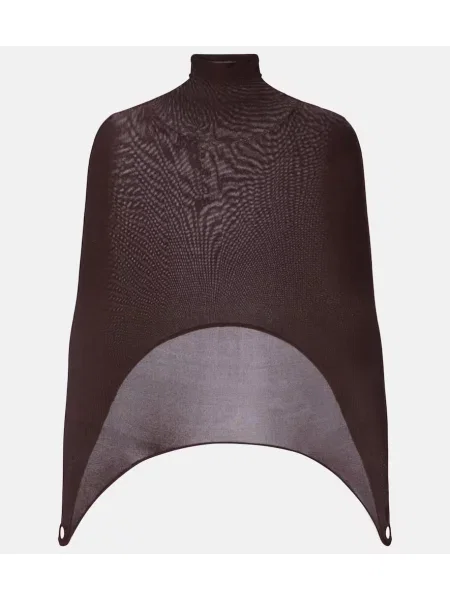 Pulover cu guler înalt top Alaïa de mătase cu spatele deschis maro