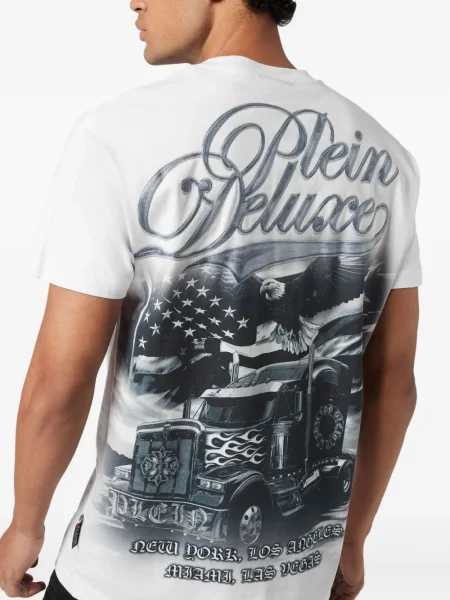 Tricou Philipp Plein cu aplicații alb