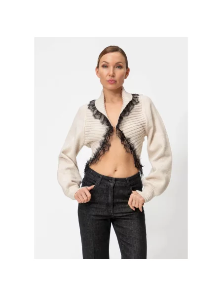 Sweter Twinset wełniany beżowy