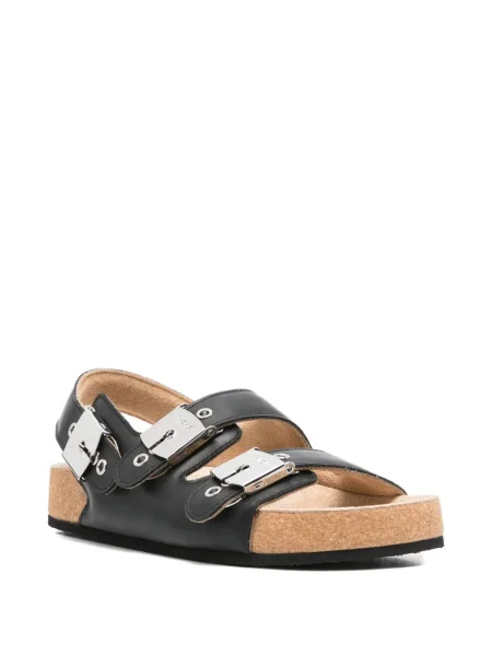 Sandale Balenciaga din piele cu cataramă cu bretele negru