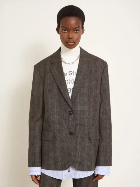 Acne Studios Blejzr tmavě hnědá / béžová černá