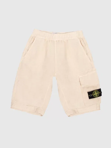 Дитячі шорти з льону Stone Island бежеві