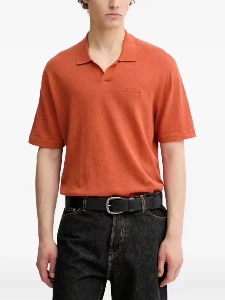 Tricou Les Deux cu broderie portocaliu