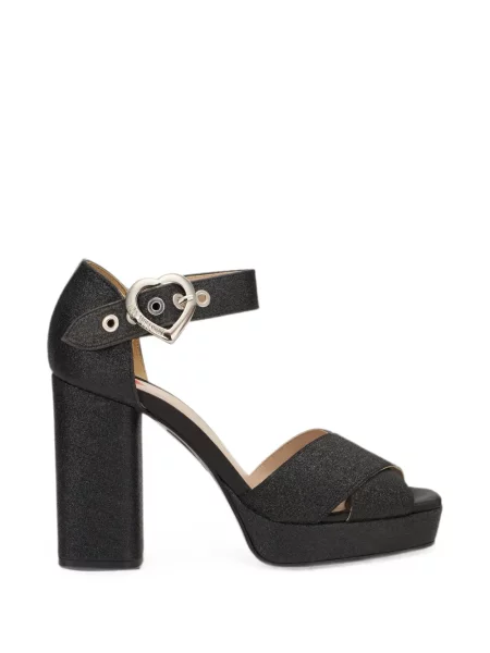 Sandale Moschino cu cataramă cu motiv cu inimi negru
