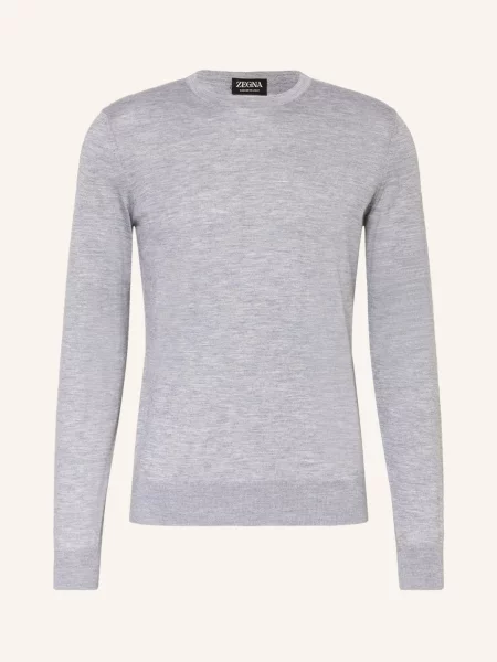 Zegna Sweter Z Kaszmiru Z Dodatkiem Jedwabiu grau granatowy