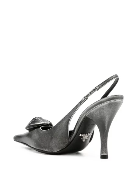 Pantofi cu toc Prada cu model floral cu aplicații gri
