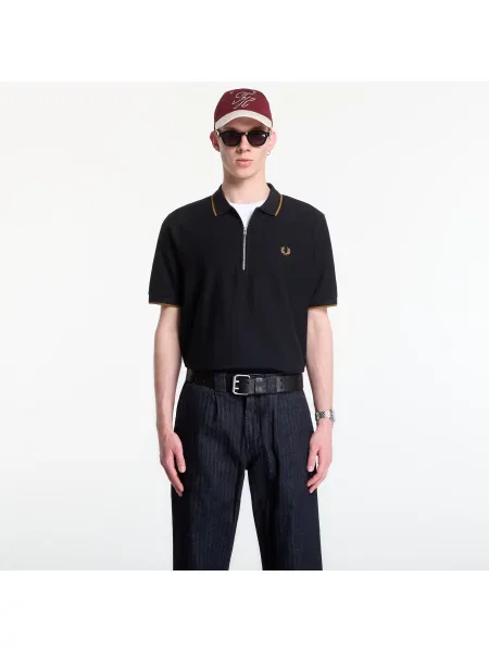 Tricou Fred Perry Crepe Pique Polo Shirt Black M negru