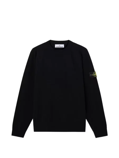 Pulover Stone Island cu decolteu rotund cu strasuri negru