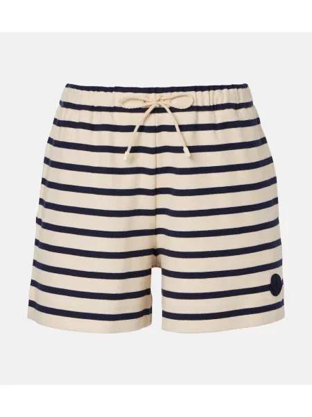 Pantaloni scurți Moncler cu dungi din jerseu alb