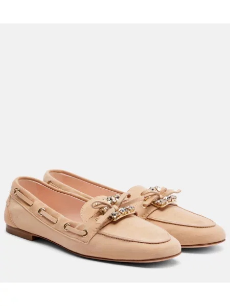 Pantofi loafer Roger Vivier din piele de căprioară bej