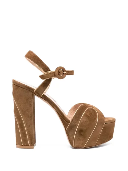 Sandale Gianvito Rossi din piele de căprioară cu platformă maro