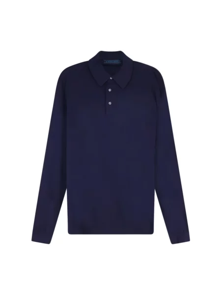 Koszulka polo Kiton wełniana niebieska