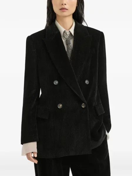 Sacou Brunello Cucinelli de catifea cord negru