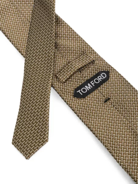 Cravată Tom Ford cu imprimeu geometric maro