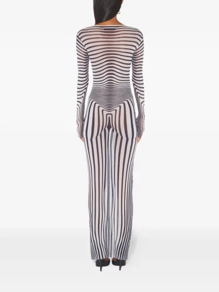Rochie maxi Jean Paul Gaultier cu dungi lungă de costum alb