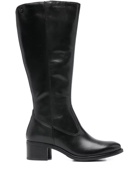 Botine Keys din piele cu autograf negru