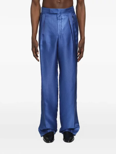 Pantaloni Tom Ford de mătase albastru
