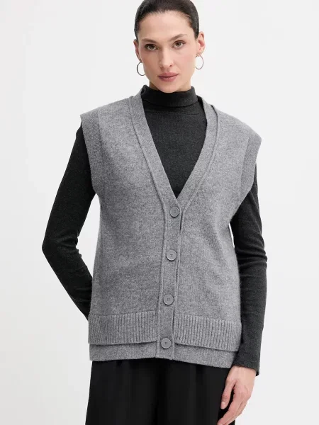 Sisley kamizelka z dodatkiem wełny szary