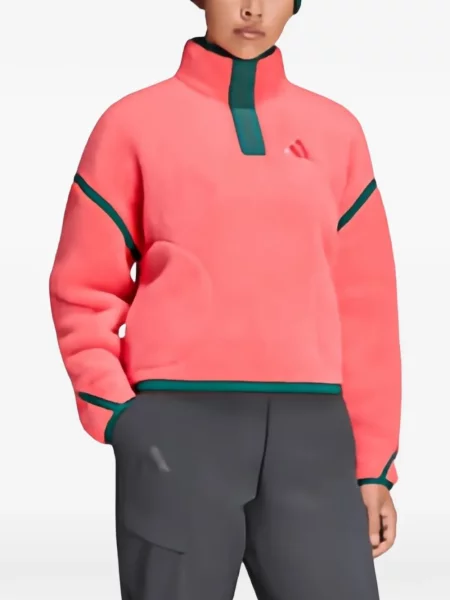 Pulover Adidas din fleece de drumeție alb