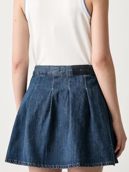 Tommy Hilfiger spódnica rozkloszowana jeansowa niebieska