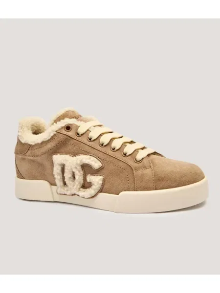 Dolce & Gabbana Teniși din piele | shearling bej