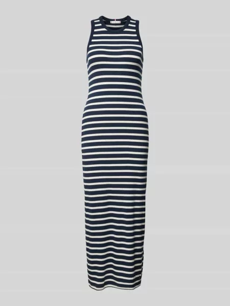 Długa sukienka o kroju slim fit bez rękawów Tommy Hilfiger granatowa