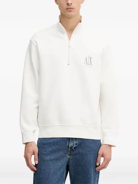 Pulover Armani Exchange cu broderie alb