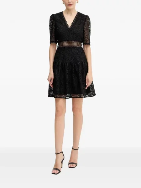 Rochie mini Morgan cu decolteu în V din dantelă negru