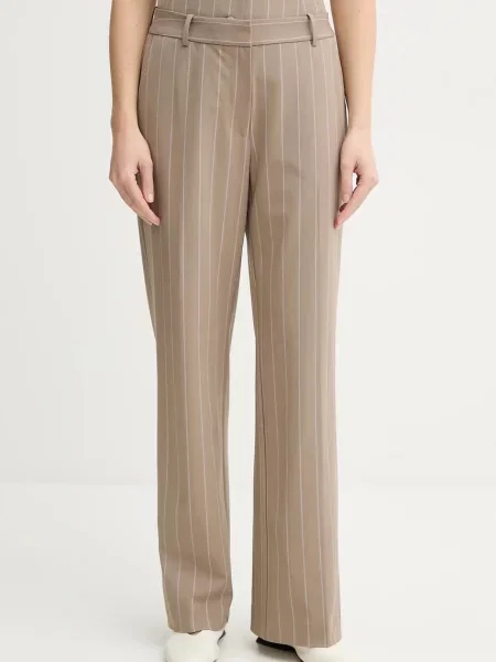 Samsoe Samsoe pantaloni SALARA femei drept high waist bej