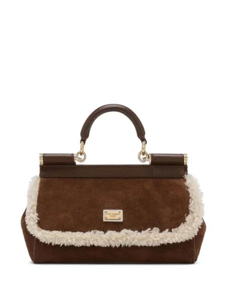 Geanta de piele Dolce & Gabbana Sicily din piele maro