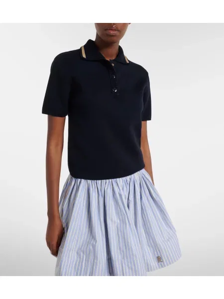 Pletená polokošeľa Moncler modrá