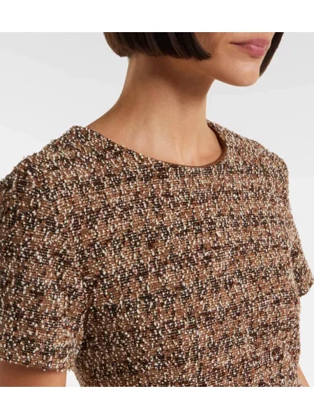Rochie midi Max Mara de lână până la genunchi de costum maro