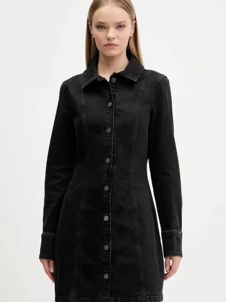 Мини джинсовое платье Guess Jeans клеш черное