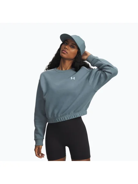 Дамски суитшърт Under Armour Rival Fleece Piped Crew jasper blue/white бяло