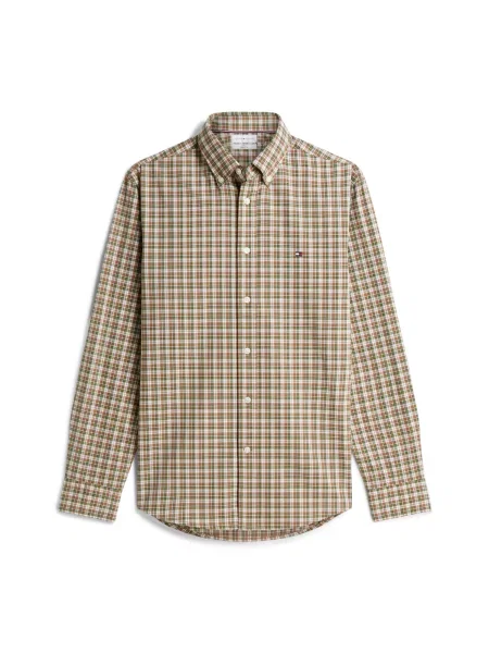 TOMMY HILFIGER Cămașă Flex maro cămilă / galben / verde alb