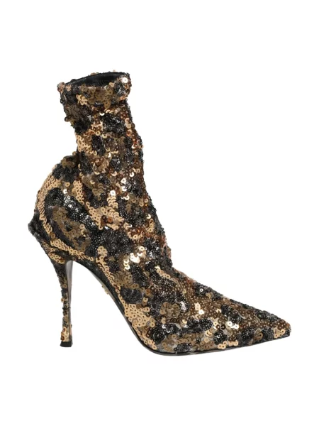 Krótkie botki Dolce And Gabbana skórzane żółte