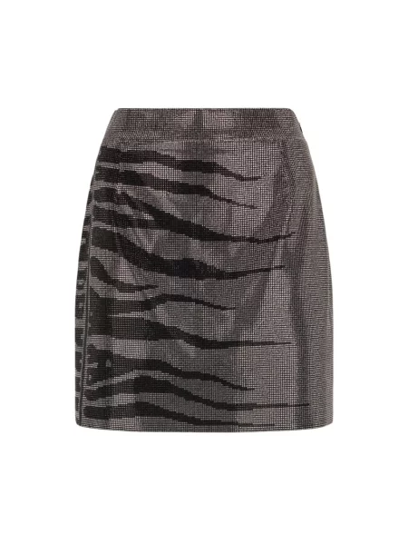 Mała spódnica mini Roberto Cavalli z cekinami w tygrysie prążki biała
