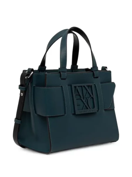 Geantă shopper Armani Exchange cu autograf verde