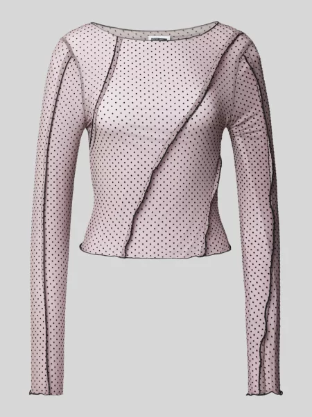 Bluzka z długim rękawem i dekoltem w łódkę model ‘VIKKI’ Noisy May różowa
