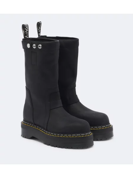 Botine Rick Owens cu platformă din nubuc negru