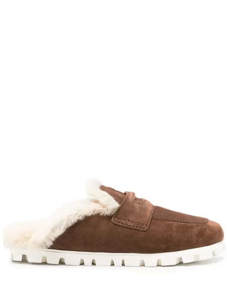 Papuci de casă Miu Miu cu autograf maro