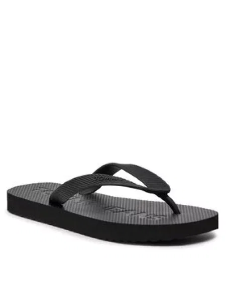 Žabky Tommy Jeans Logo Flip Flop black černé