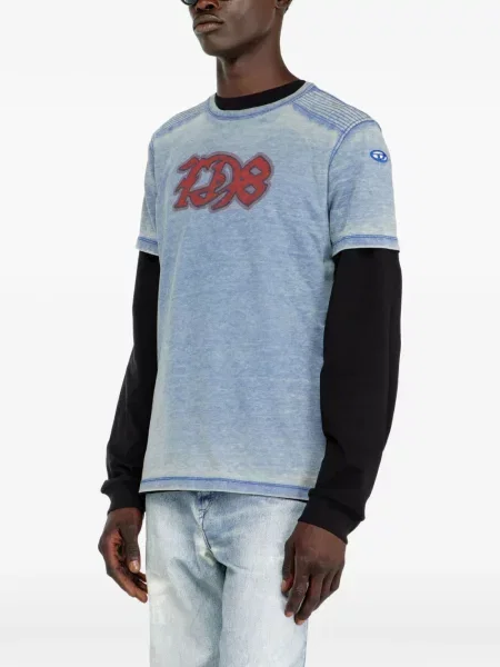 Tricou Diesel cu imagine albastru