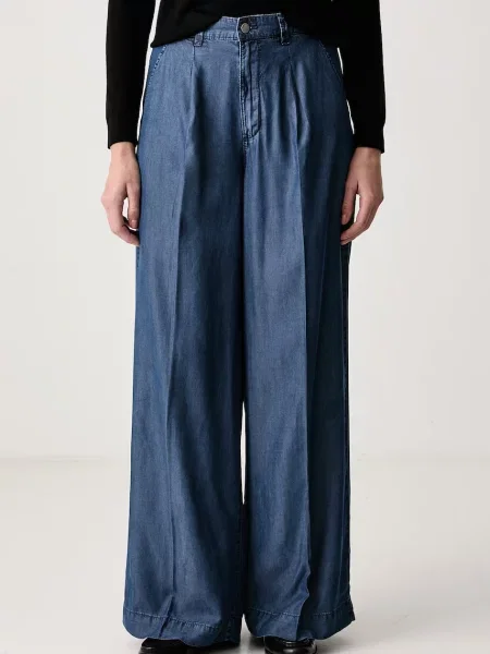 United Colors of Benetton pantaloni pentru femei din lyocell albastru
